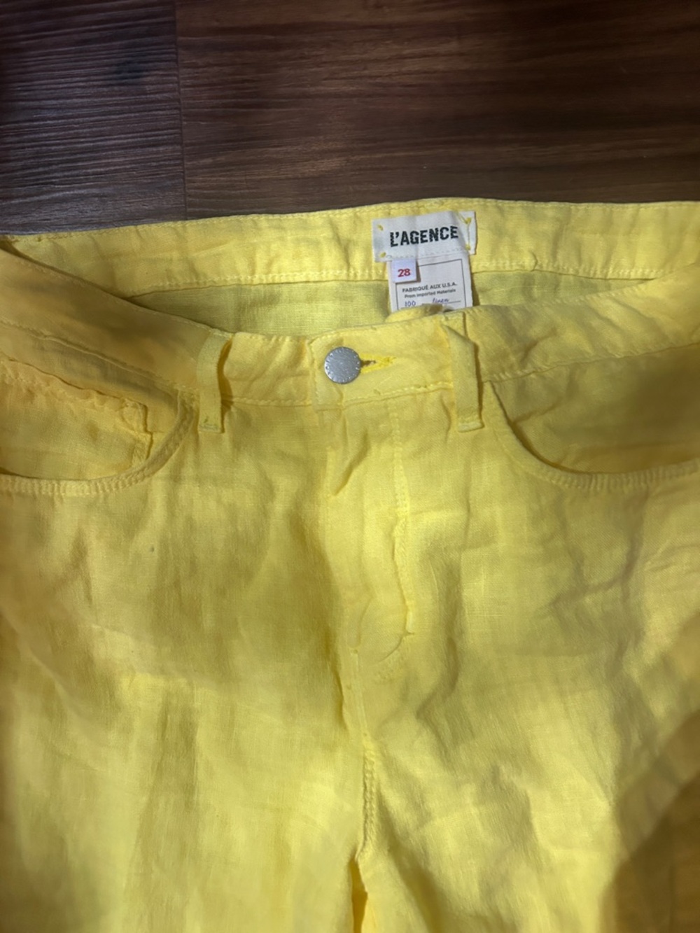 L'AGENCE Sunny Yellow Linen Trousers